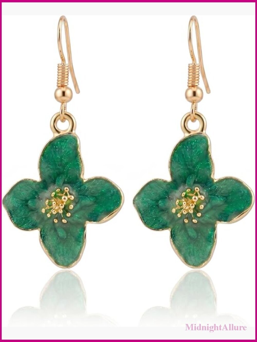 Enamel Cherry Blossom Drop Earrings for Women, Minimalist Floral Fishhook